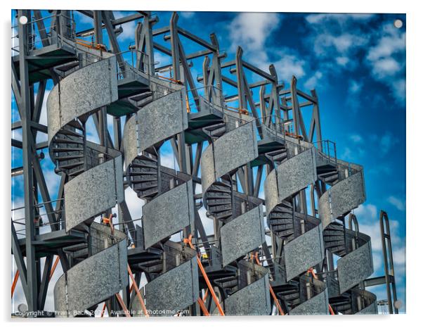 Spiral stairs under production in Esbjerg harbor, Denmark Acrylic by Frank Bach