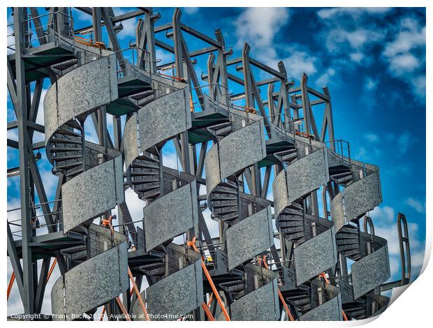 Spiral stairs under production in Esbjerg harbor, Denmark Print by Frank Bach