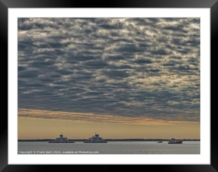 Fano fanoe ferries on the way between Esbjerg and Nordby, Denmark Framed Mounted Print by Frank Bach
