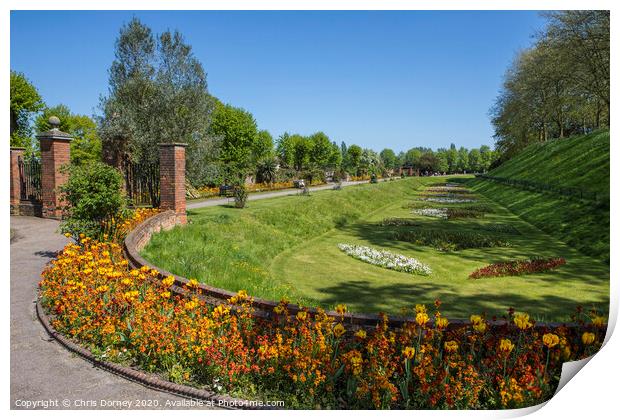 Colchester Castle Park in Essex Print by Chris Dorney