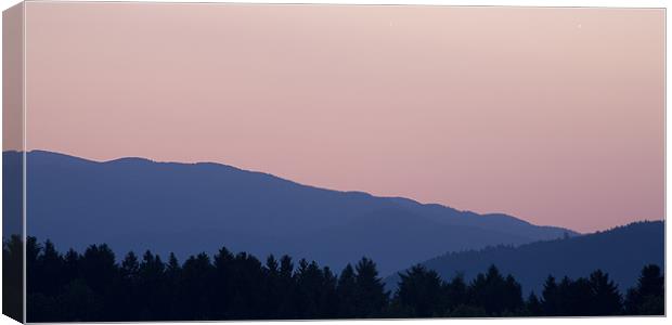 Planets Jupiter and Venus rising over Kamnik Alps Canvas Print by Ian Middleton