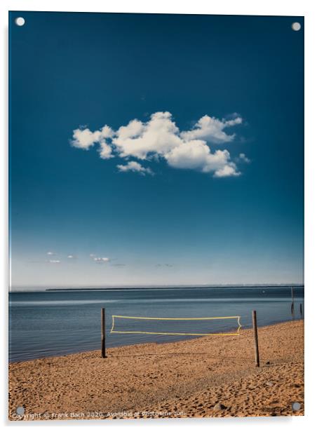 Volley net Hjerting public beach promenade in Esbjerg, Denmark Acrylic by Frank Bach