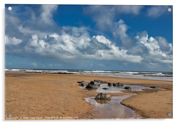 Rocks on a Sandy Beach Acrylic by Mike Dale