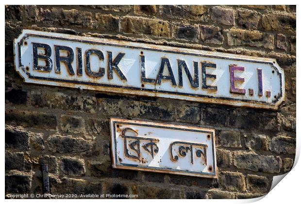 Brick Lane in London Print by Chris Dorney