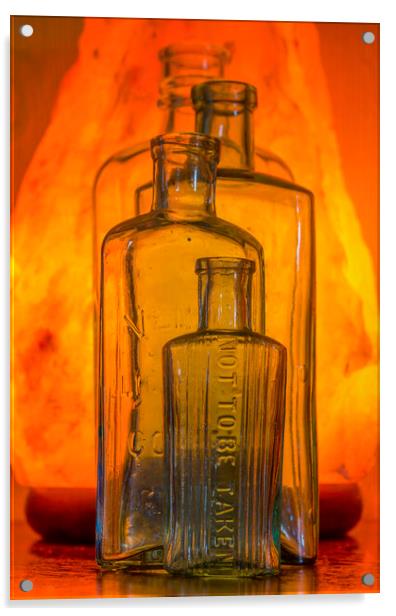 Vintage Bottles Acrylic by Kelly Bailey