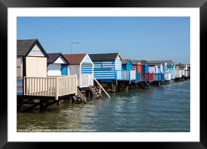 Beach Huts at Thorpe Bay in Essex Framed Mounted Print by Chris Dorney