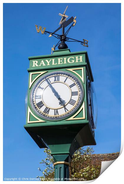 Millennium Clock in Rayleigh Essex Print by Chris Dorney