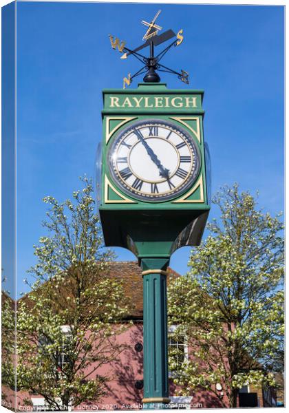 Town Clock in Rayleigh Essex Canvas Print by Chris Dorney