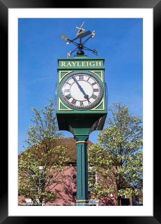 Town Clock in Rayleigh Essex Framed Mounted Print by Chris Dorney