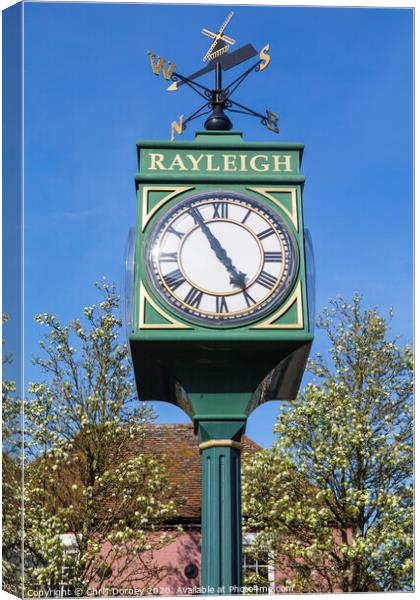 Town Clock in Rayleigh Essex Canvas Print by Chris Dorney