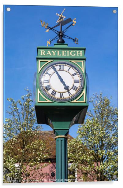 Town Clock in Rayleigh Essex Acrylic by Chris Dorney