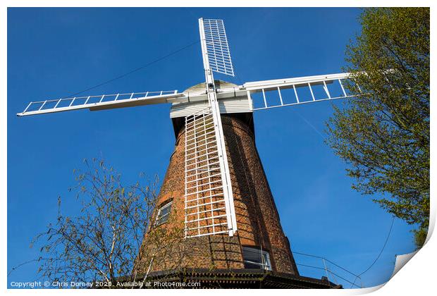 Rayleigh Windmill in Essex Print by Chris Dorney