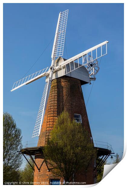 Rayleigh Windmill in Essex Print by Chris Dorney