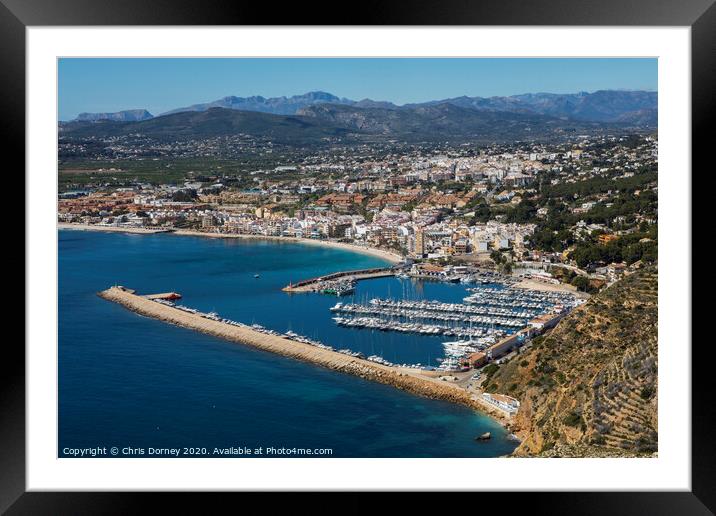 Port de Xabia and Xabia Old Town in Spain Framed Mounted Print by Chris Dorney