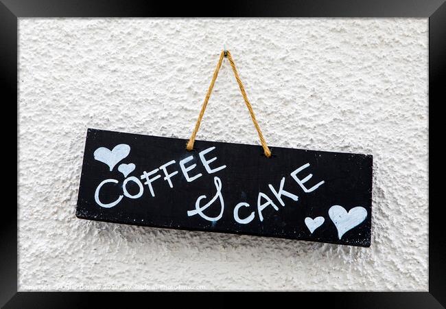 Coffee and Cake Sign Framed Print by Chris Dorney