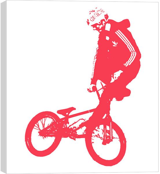 BMX Red on White Canvas Print by Dawn O'Connor