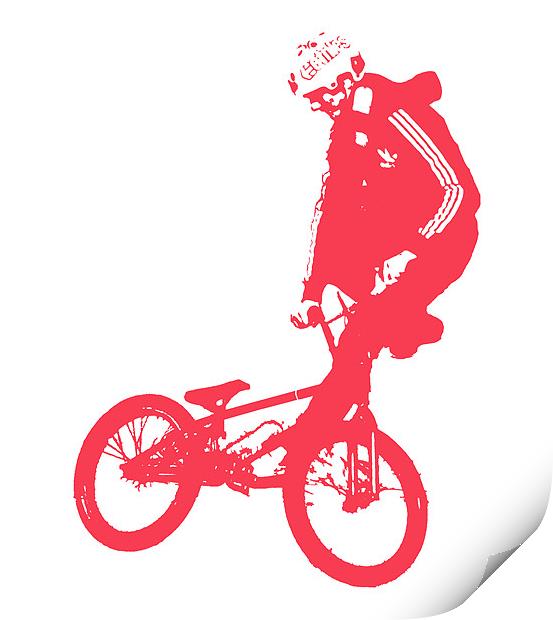 BMX Red on White Print by Dawn O'Connor