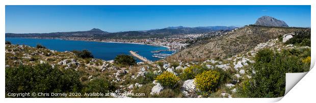 View from Cap de Sant Antoni in Spain Print by Chris Dorney