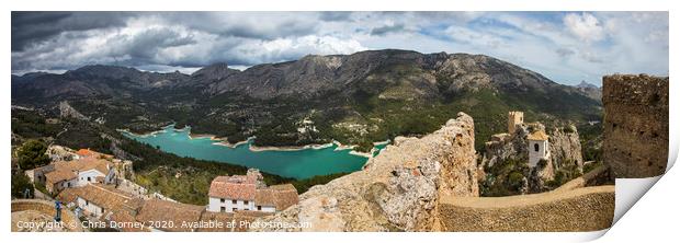 View from El Castell de Guadalest in Spain Print by Chris Dorney