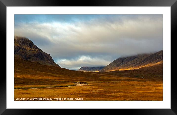 Buachaille mountains in Glencoe Scotland Framed Mounted Print by Jenny Hibbert