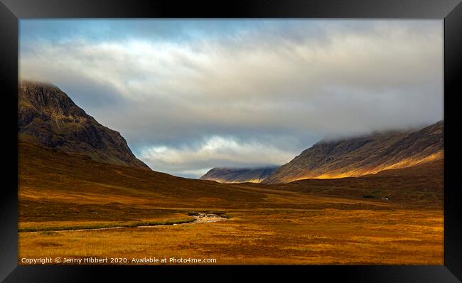 Buachaille mountains in Glencoe Scotland Framed Print by Jenny Hibbert