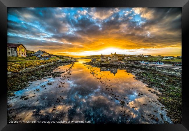 Sunset at Burra, Shetland Framed Print by Richard Ashbee