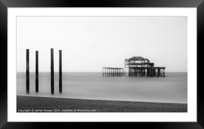 Majestic Decay: Brighton West Pier Monochrome  Framed Mounted Print by Adrian Rowley