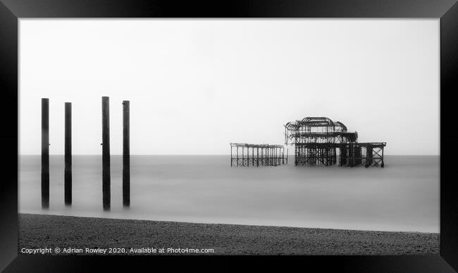 Majestic Decay: Brighton West Pier Monochrome  Framed Print by Adrian Rowley