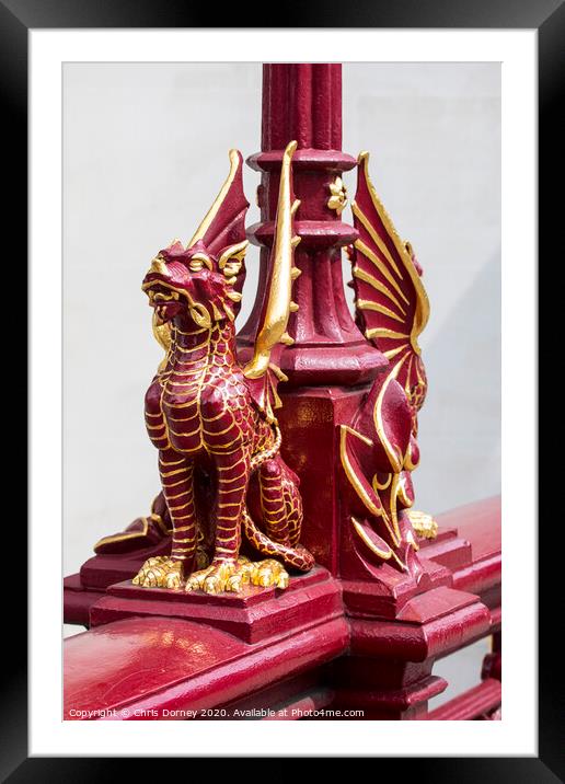 Dragon Sculptures on Holborn Viaduct in London Framed Mounted Print by Chris Dorney