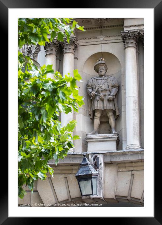 King Henry VIII Statue in London Framed Mounted Print by Chris Dorney
