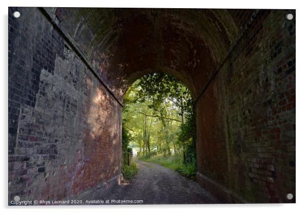Red brick tunnel contains a muddy double-track lane Acrylic by Rhys Leonard