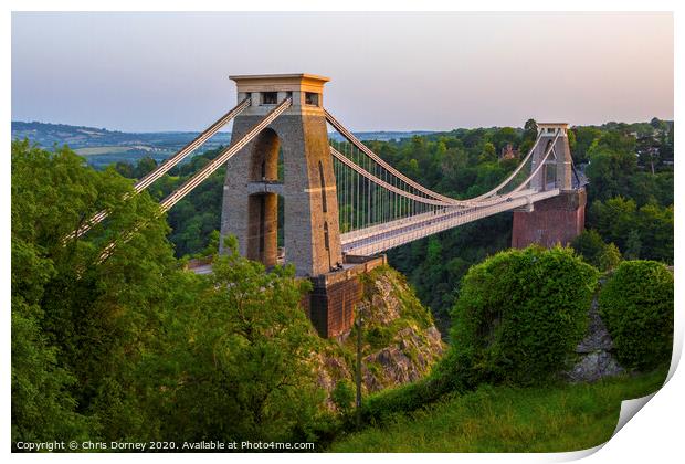 Clifton Suspension Bridge in Bristol Print by Chris Dorney
