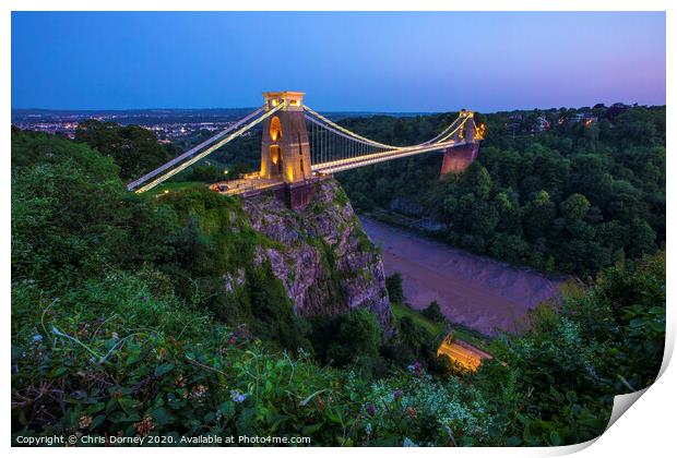Clifton Suspension Bridge in Bristol Print by Chris Dorney