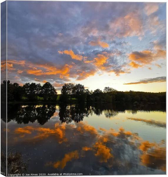 Sunset over the reservoir  Canvas Print by Joe Ames