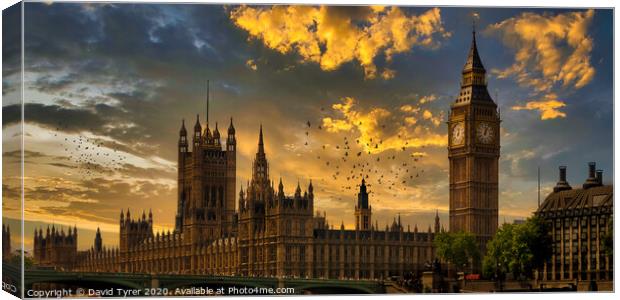'Westminster's Grandeur Bathed in Sunset' Canvas Print by David Tyrer