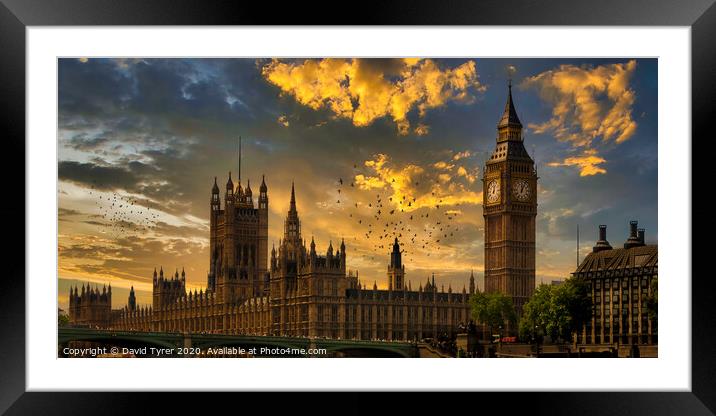 'Westminster's Grandeur Bathed in Sunset' Framed Mounted Print by David Tyrer