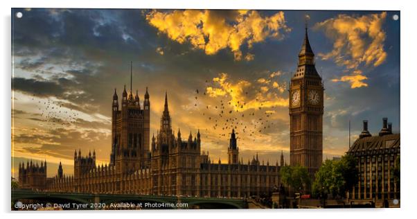 'Westminster's Grandeur Bathed in Sunset' Acrylic by David Tyrer