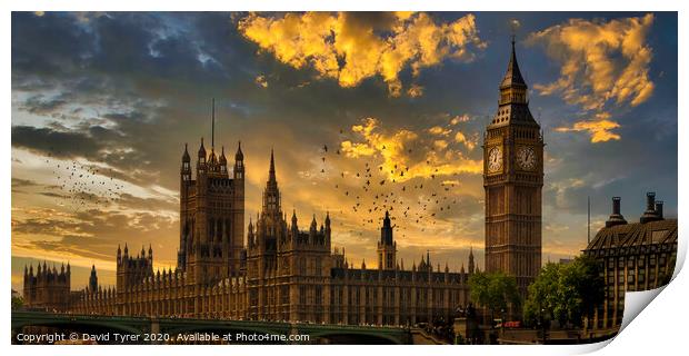 'Westminster's Grandeur Bathed in Sunset' Print by David Tyrer