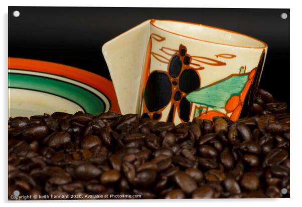 Still Life Art Deco Coffee and Beans Acrylic by keith hannant