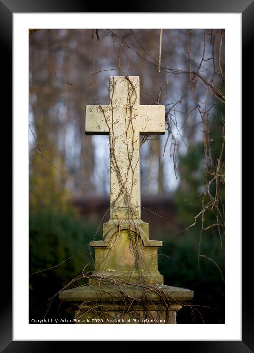 Vintage Tombstone Cross Framed Mounted Print by Artur Bogacki