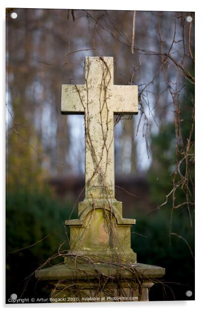 Vintage Tombstone Cross Acrylic by Artur Bogacki