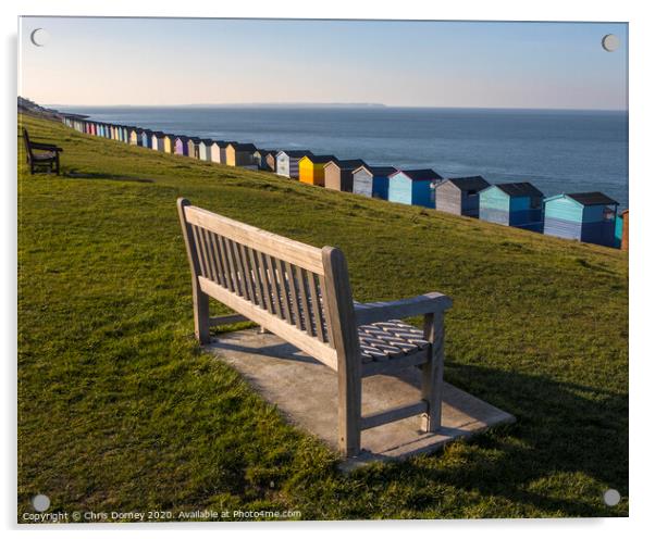 Beach Huts in Tankerton Acrylic by Chris Dorney