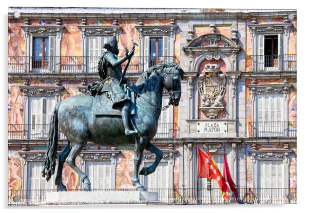 Statue of King Philip III at Plaza Mayor Acrylic by Artur Bogacki