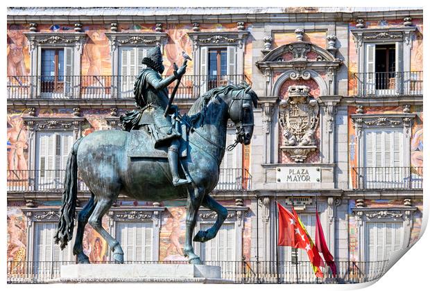 Statue of King Philip III at Plaza Mayor Print by Artur Bogacki