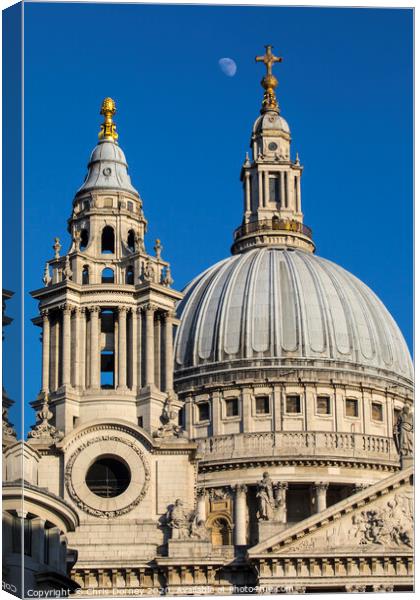 The Moon and St. Pauls Cathedral Canvas Print by Chris Dorney