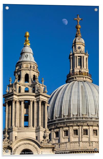 The Moon and St. Pauls Cathedral Acrylic by Chris Dorney