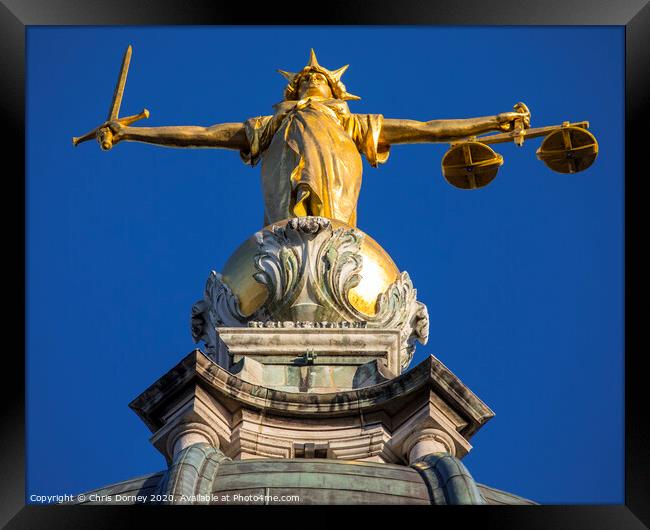 Lady Justice Statue at the Old Bailey Framed Print by Chris Dorney