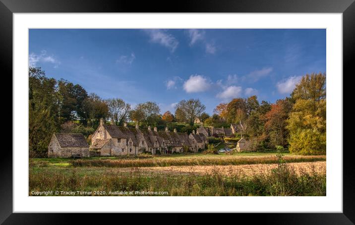 Autumnal Bibury Cottages, Arlington Row Framed Mounted Print by Tracey Turner