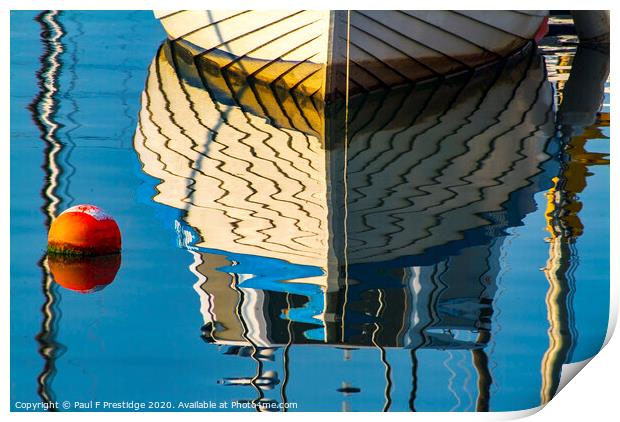 Boat and Buoy Reflection Print by Paul F Prestidge