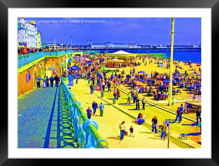 Brighton Beach Imagined in Oils Framed Mounted Print by Laurence Tobin